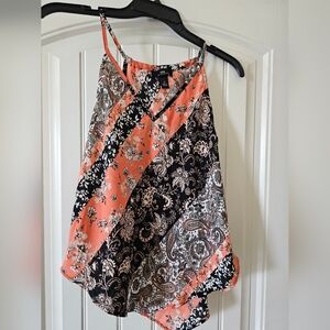 I.N. San Francisco Black and Orange Paisley Camisole
